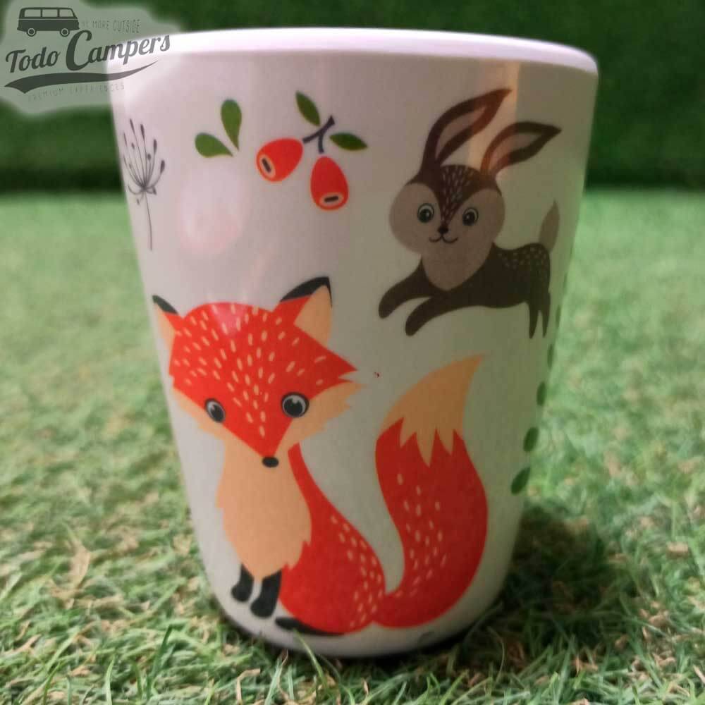 Vaso de melamina con animales del bosque