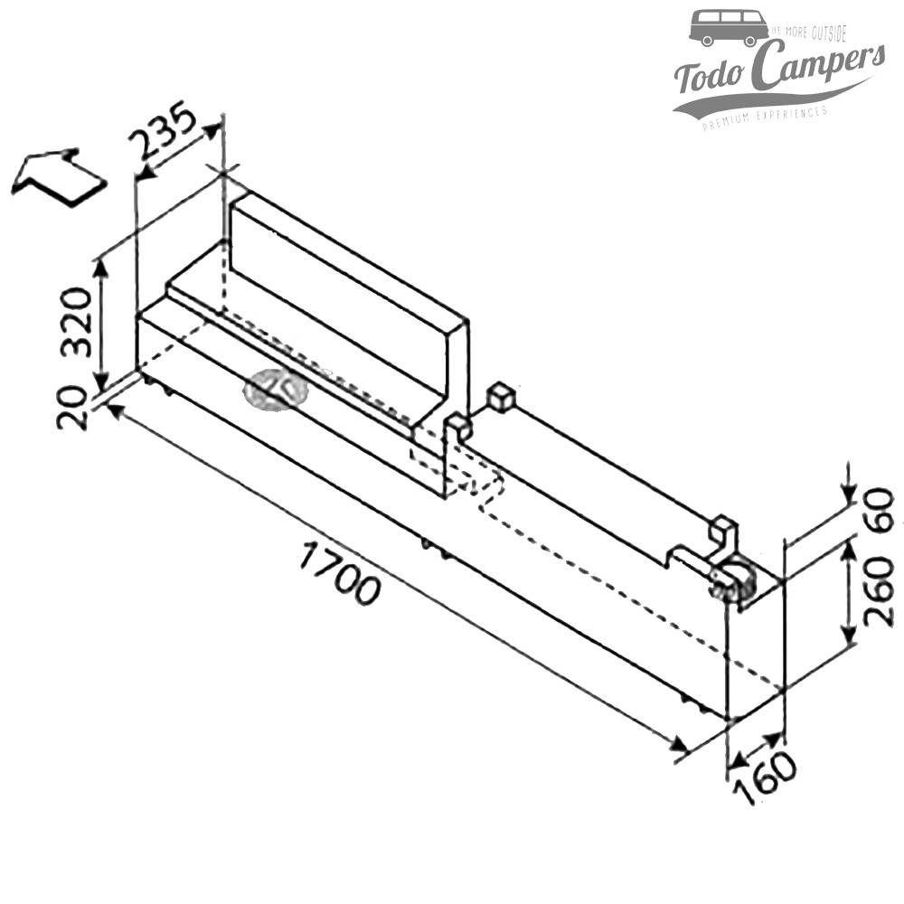 Medidas Depósito de agua Mercedes Sprinter y VW LT. 1995-2006 Lado Conductor 54L