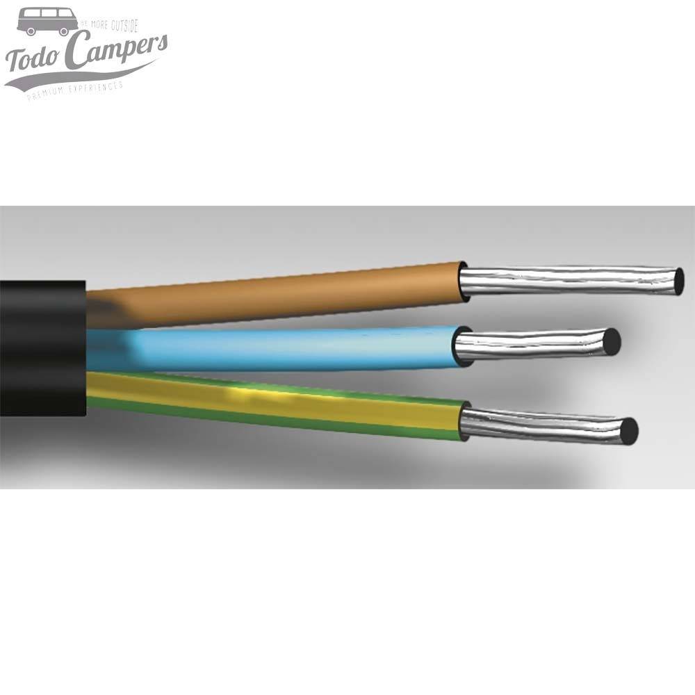 Cable de 3 hilos y 2,5 mm de diametro para Toma CEE Hembra a 230V Macho