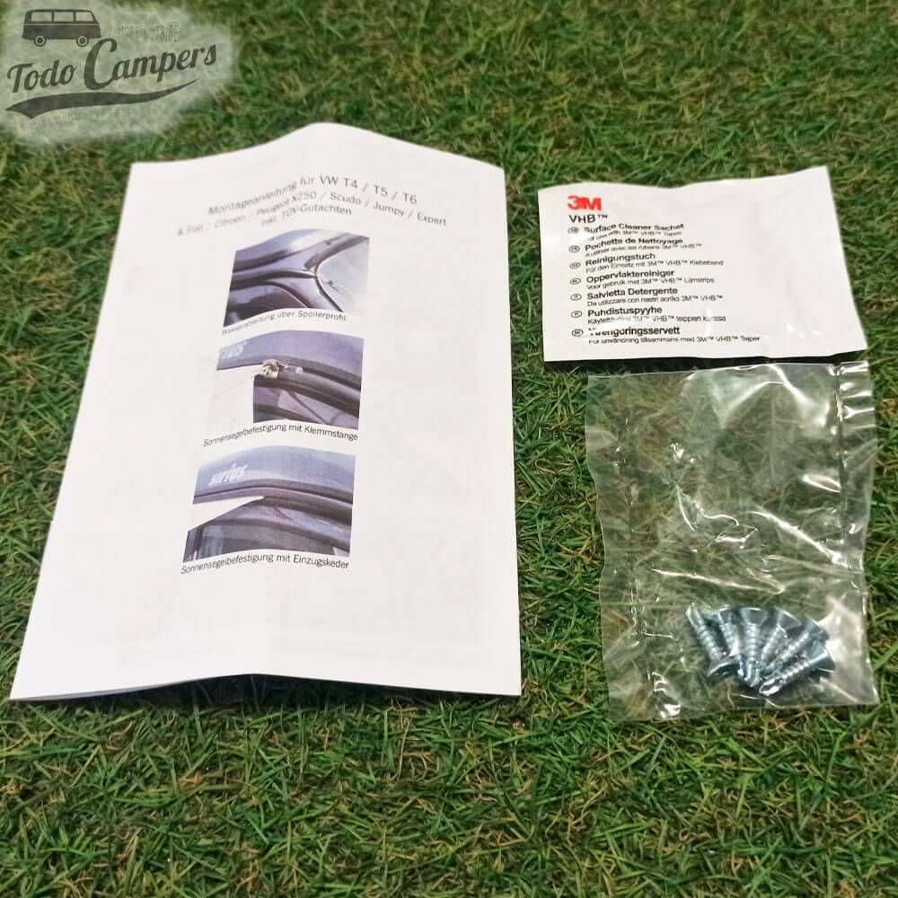 Instrucciones y tornillos del spoiler del Multirail Reimo para Trafic