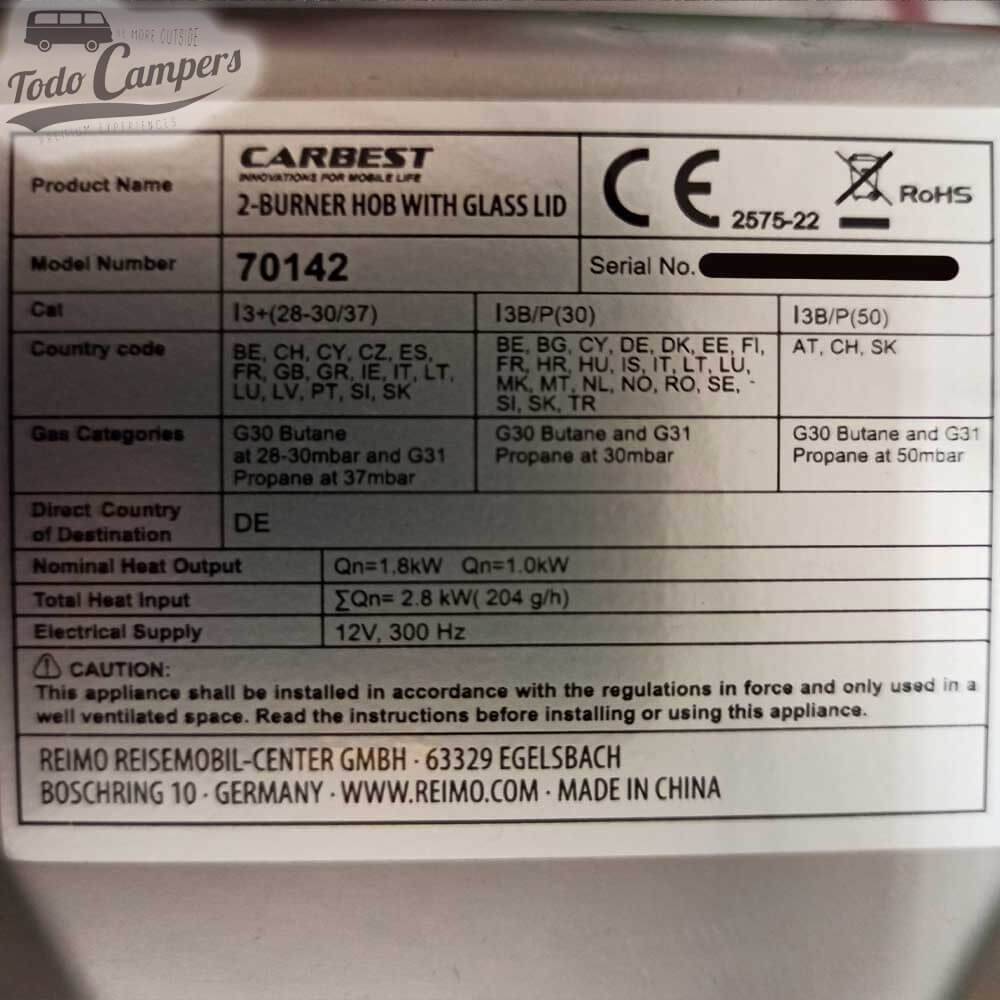 Sellos de homologación de la Cocina Carbest