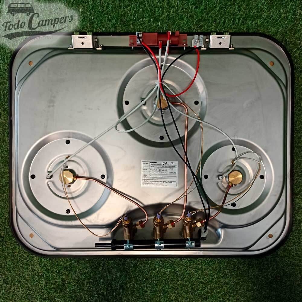 Vista inferior do Fogão Carbest de 3 bicos