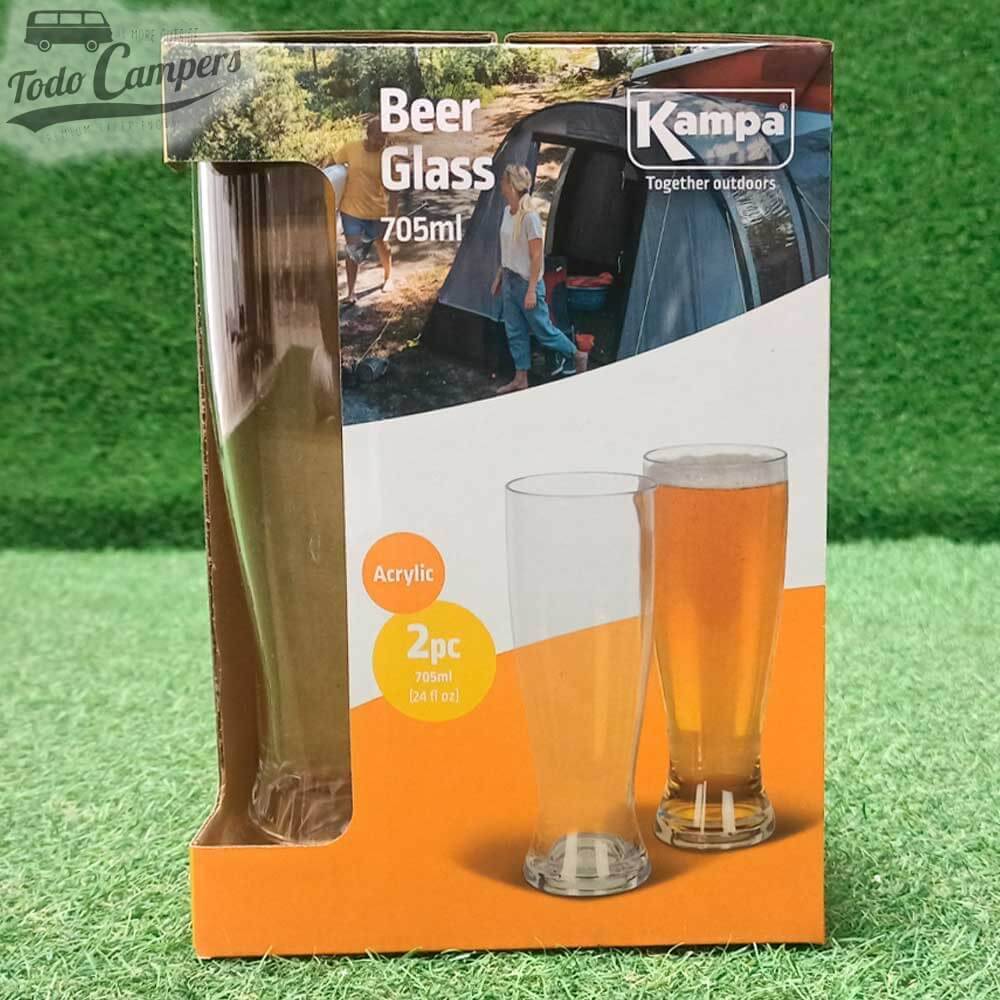 Set de 2 vasos de cerveza hechos en policarbonato extra resistente de la marca Kampa Dometic.