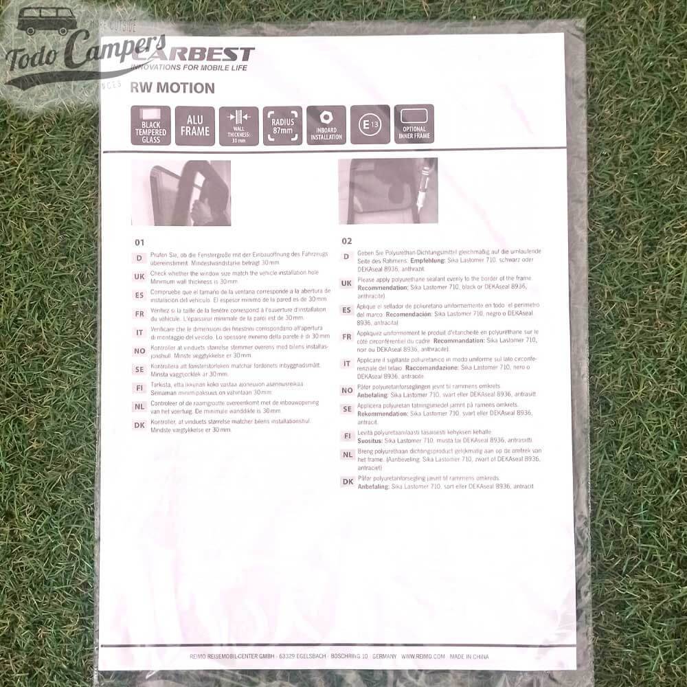 Instrucciones de ventana Carbest RW Motion