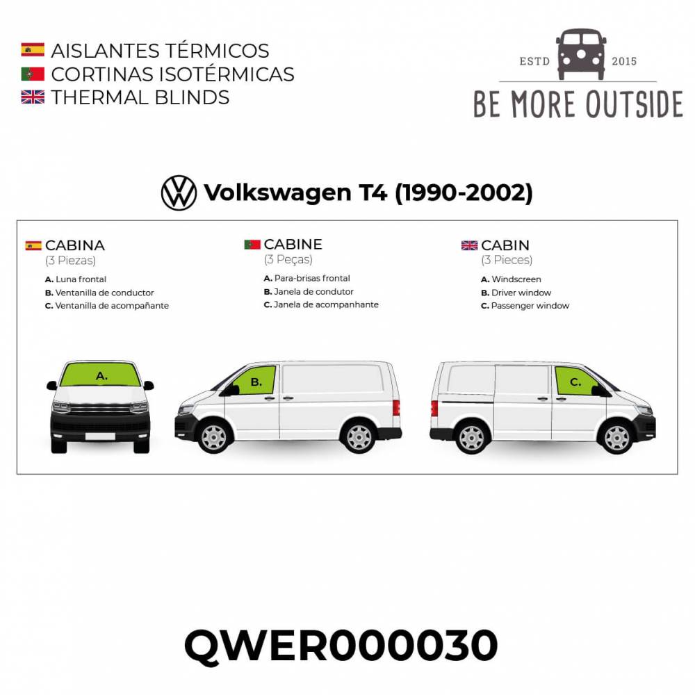 Pack da Cortinas Isotérmicas para Volkswagen T4 - Cabine