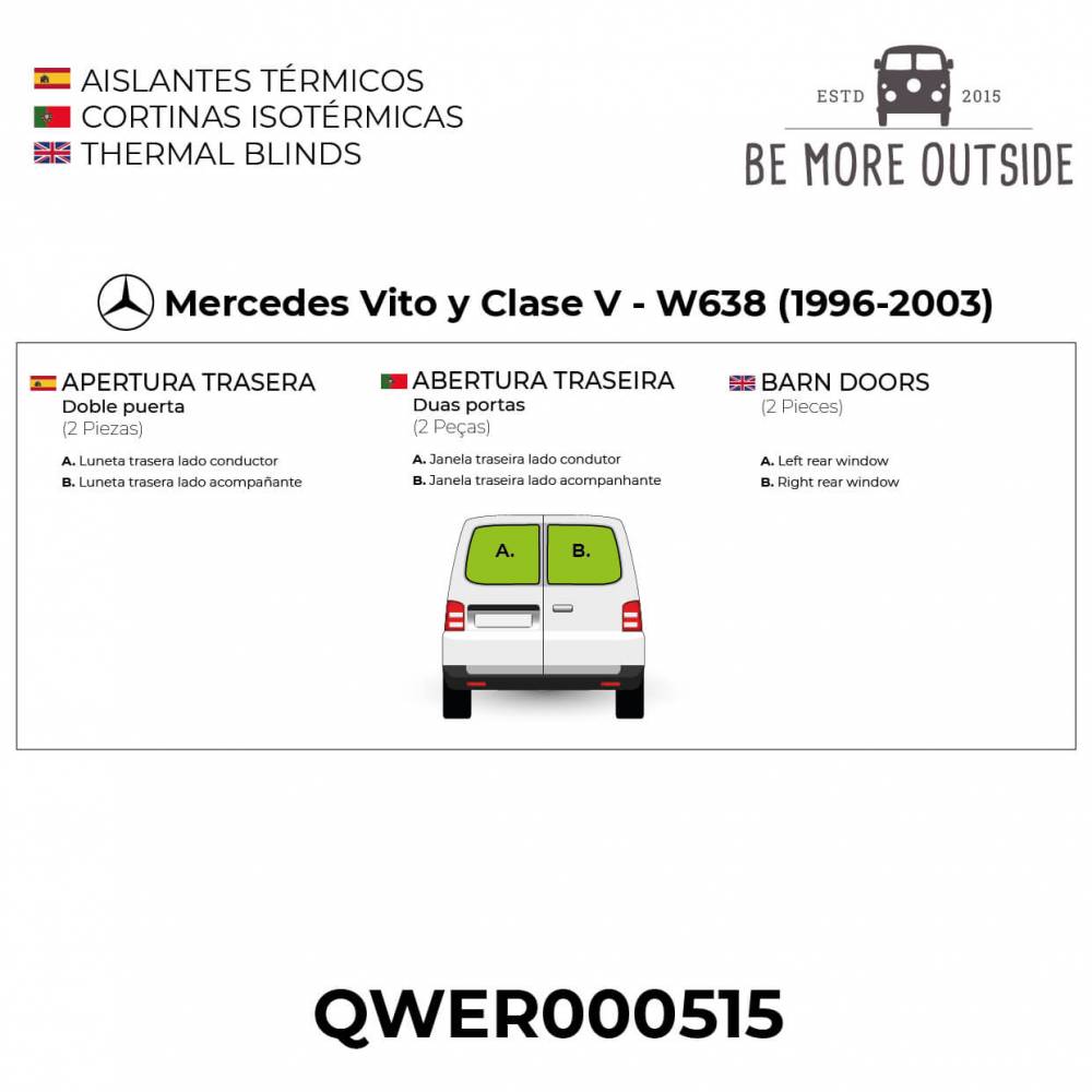 Aislantes térmicos para doble puerta trasera de Mercedes Vito 638