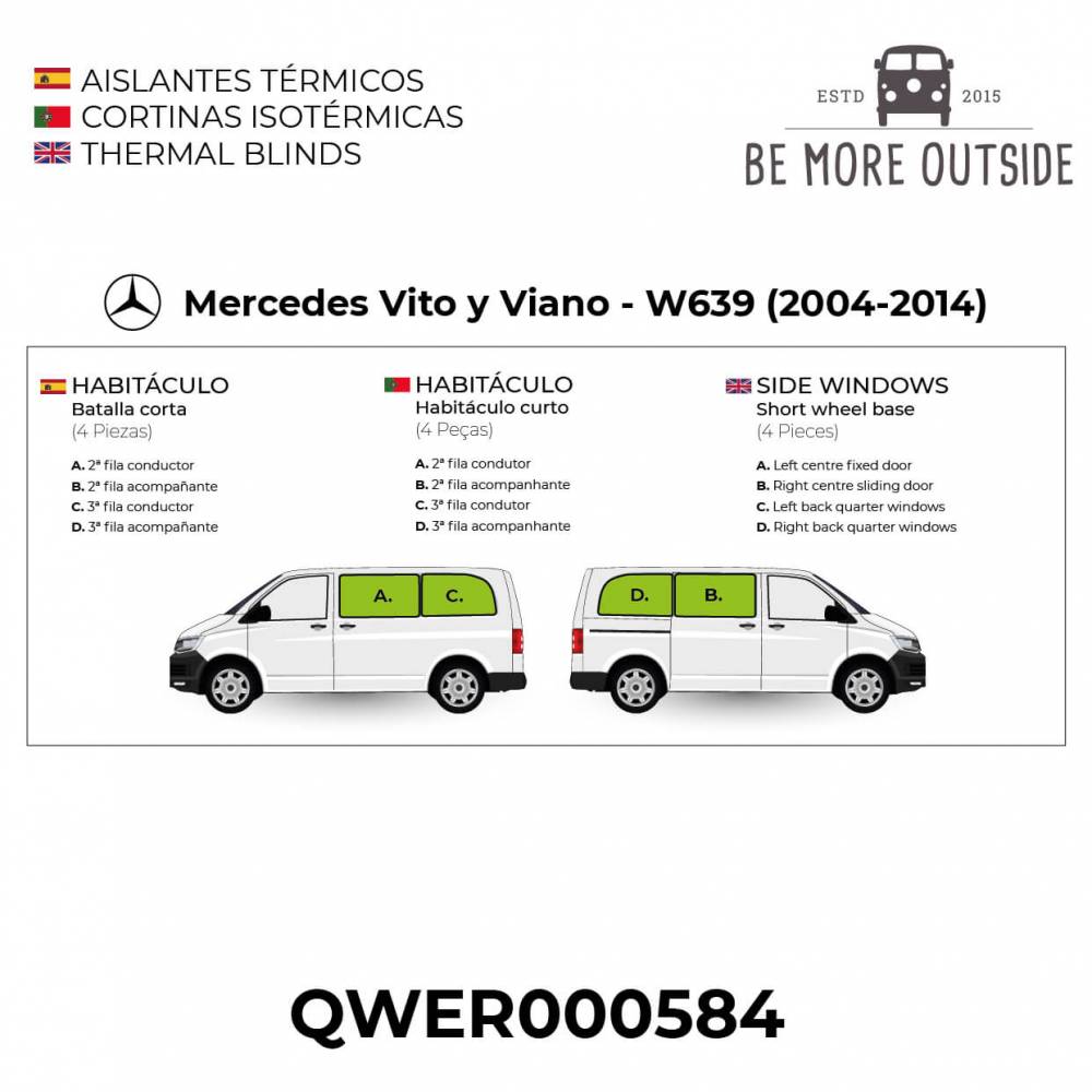 Aislantes de ventanas de Mercedes 639 de batalla corta