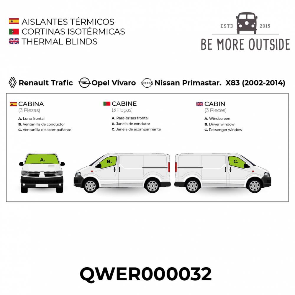 Aislantes térmicos de cabina para Chasis X83.