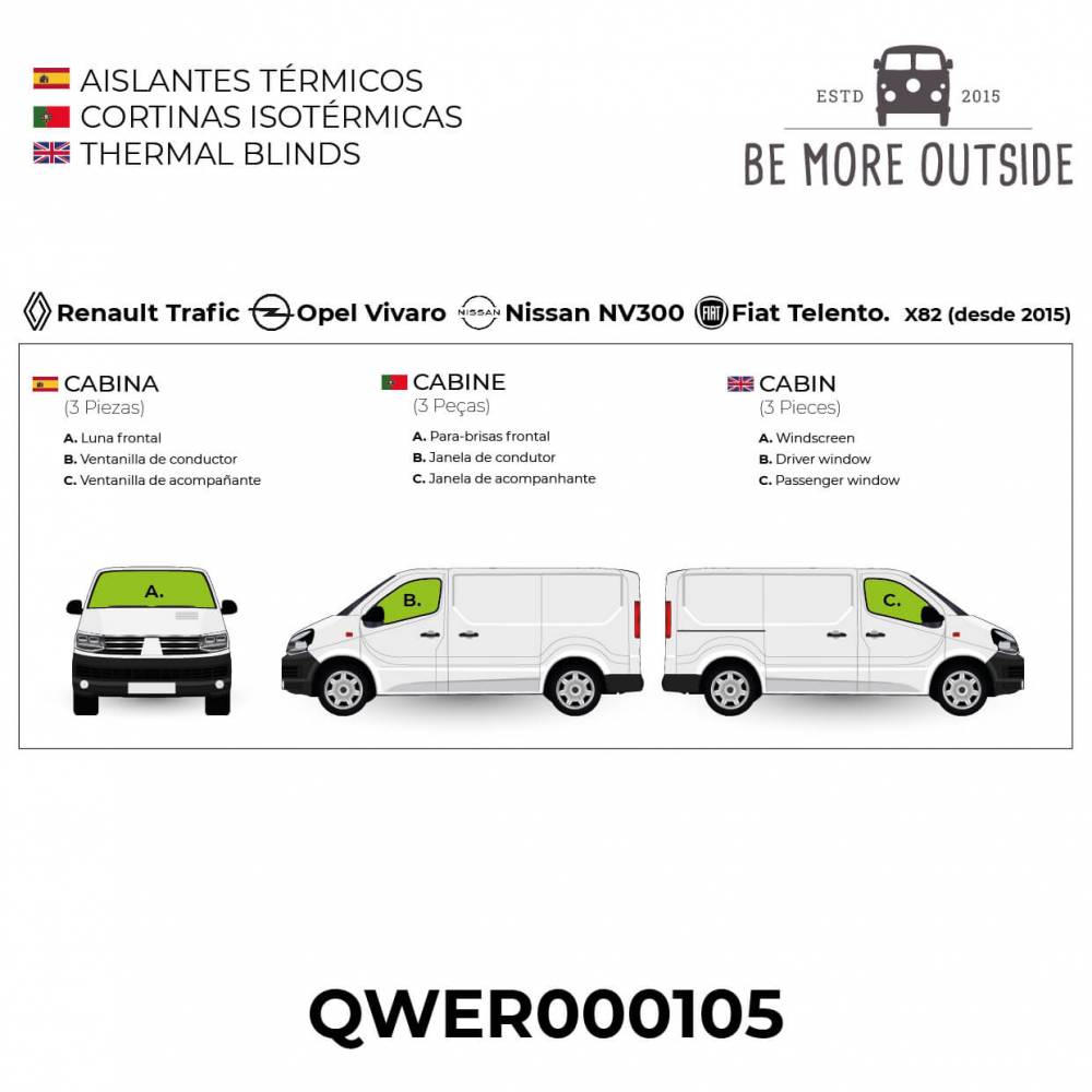 Aislantes térmicos para la cabina de Trafic, Vivaro, Talento y NV300 desde 2015 (X82)