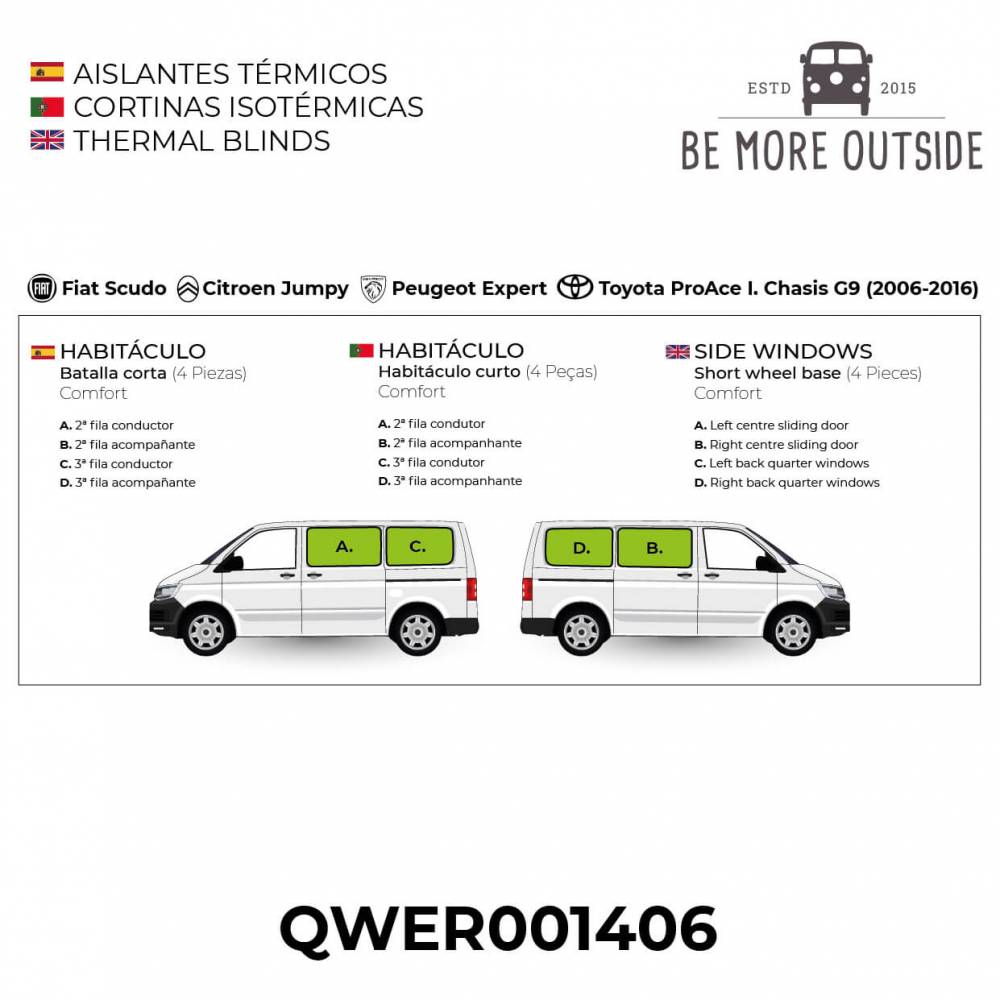 Protector térmico Isoflex 9 capas para las furgonetas con chasis G9 de batalla corta