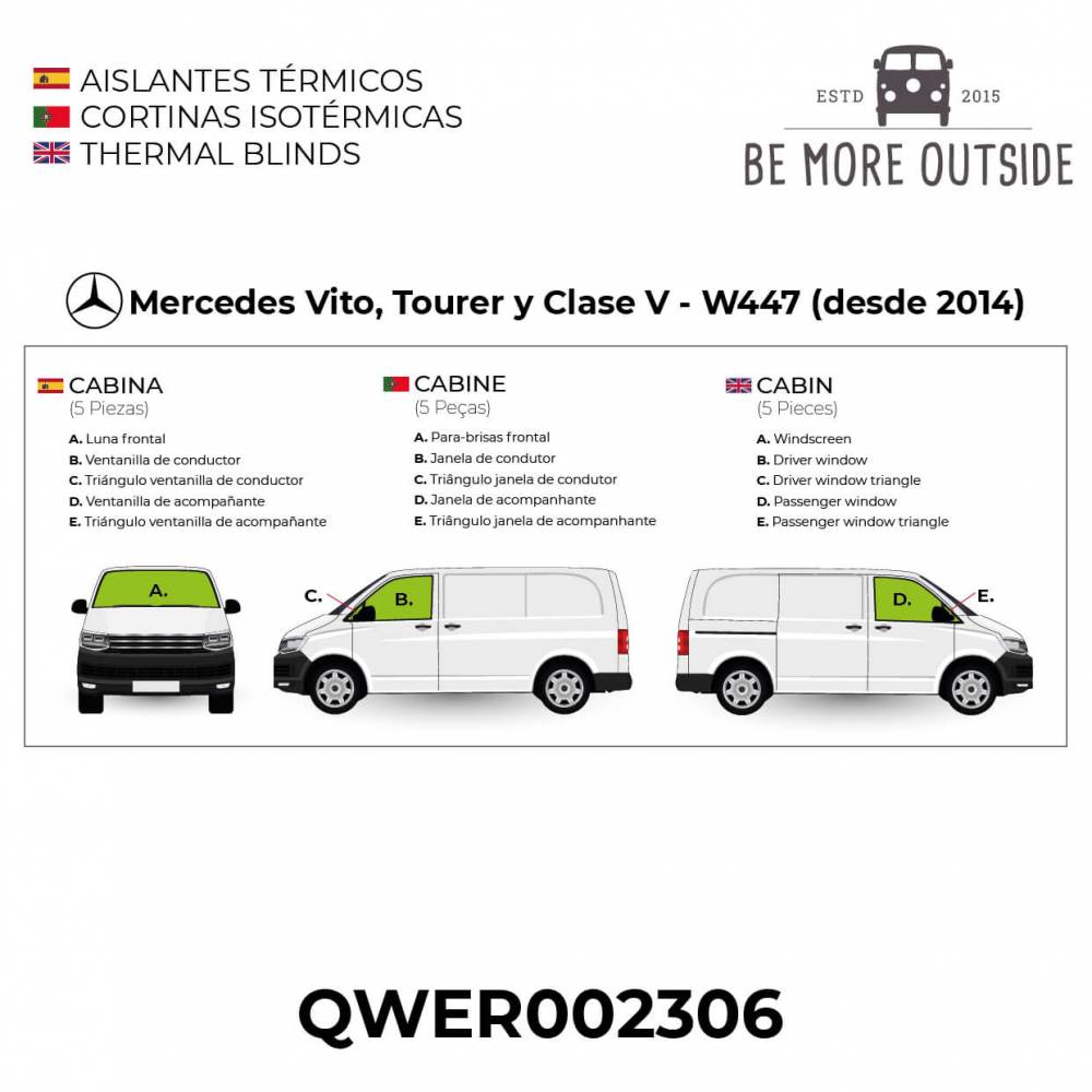 Aislantes térmicos de cabina para Mercedes Vito Tourer y Clase V desde 2014