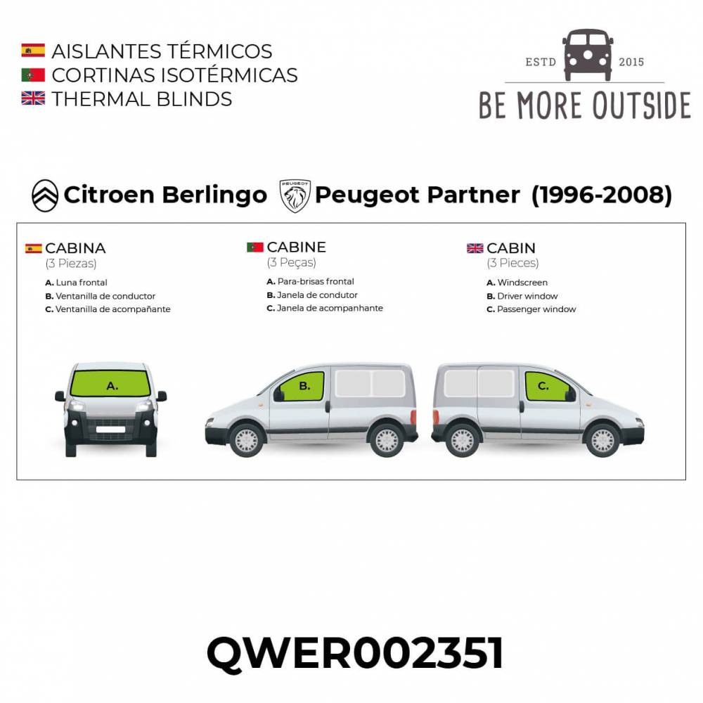 Aislantes térmicos de cabina para Berlingo y Partner 1996-2008