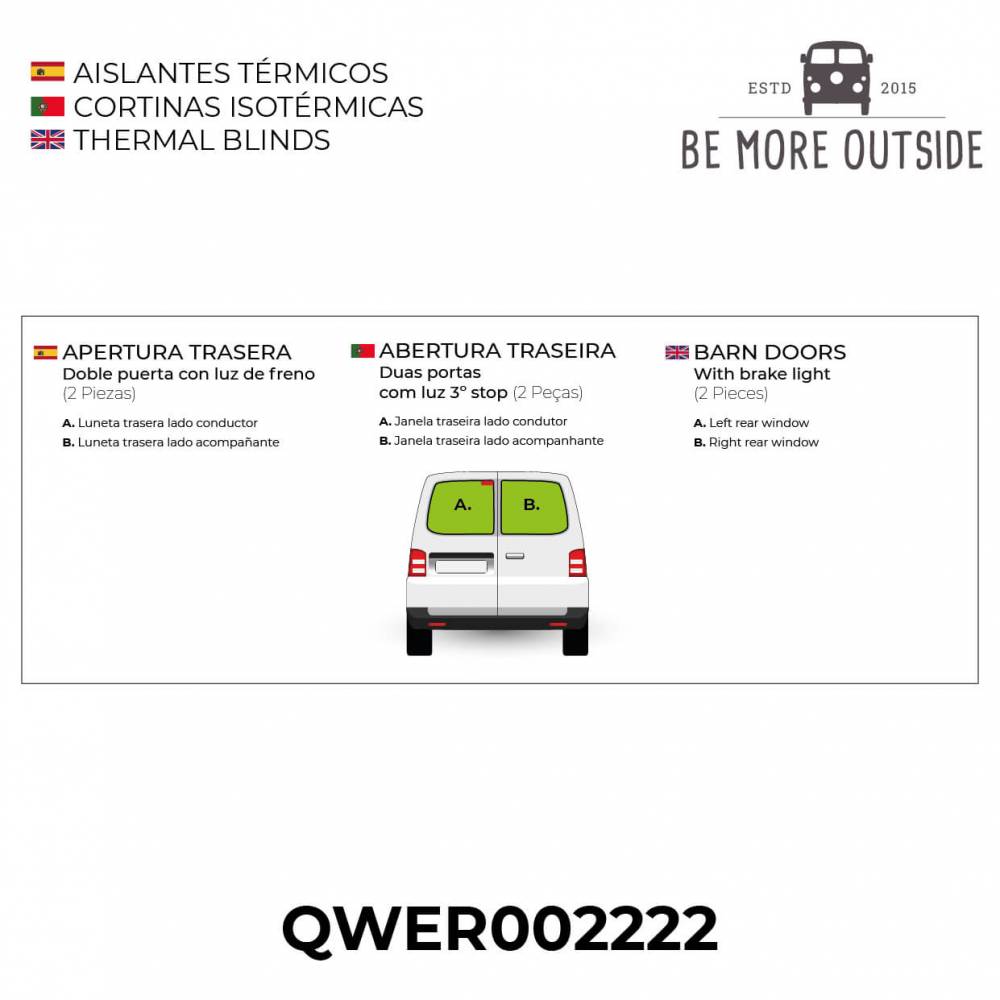 Aislantes térmicos para Volkswagen T4 de doble puerta batiente con luz de freno.