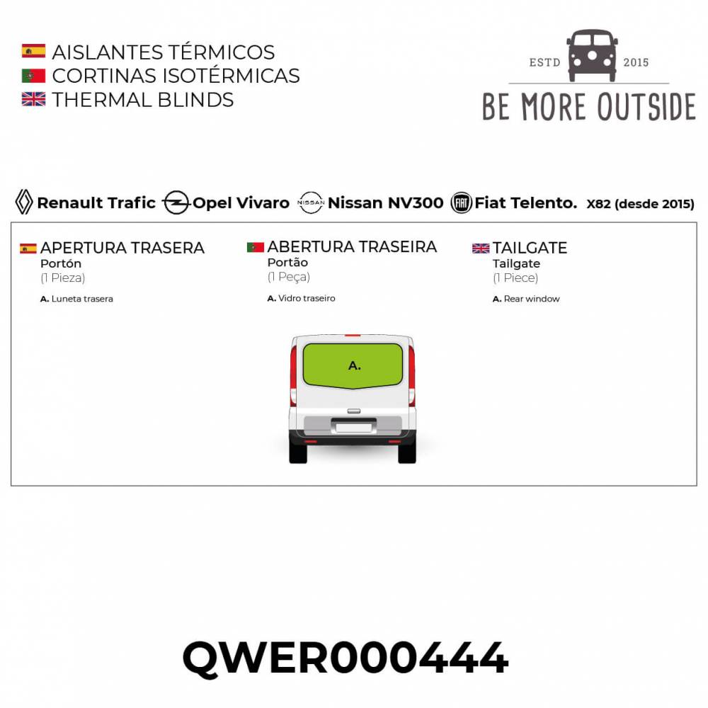 Aislantes térmicos para portón trasero de Trafic, Vivaro, Talento y NV300 desde 2015 (X82)