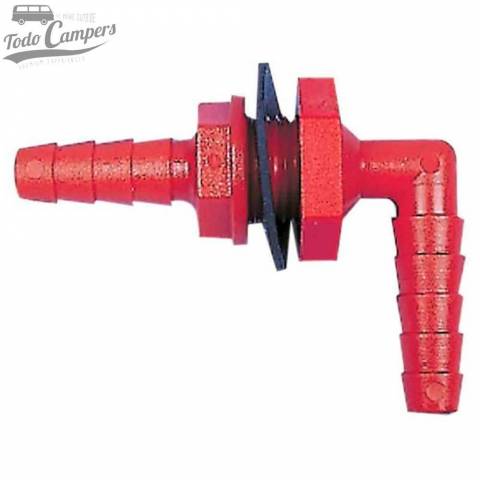 Pasamuros en codo 90 grados para mangueras de 10 / 12 mm