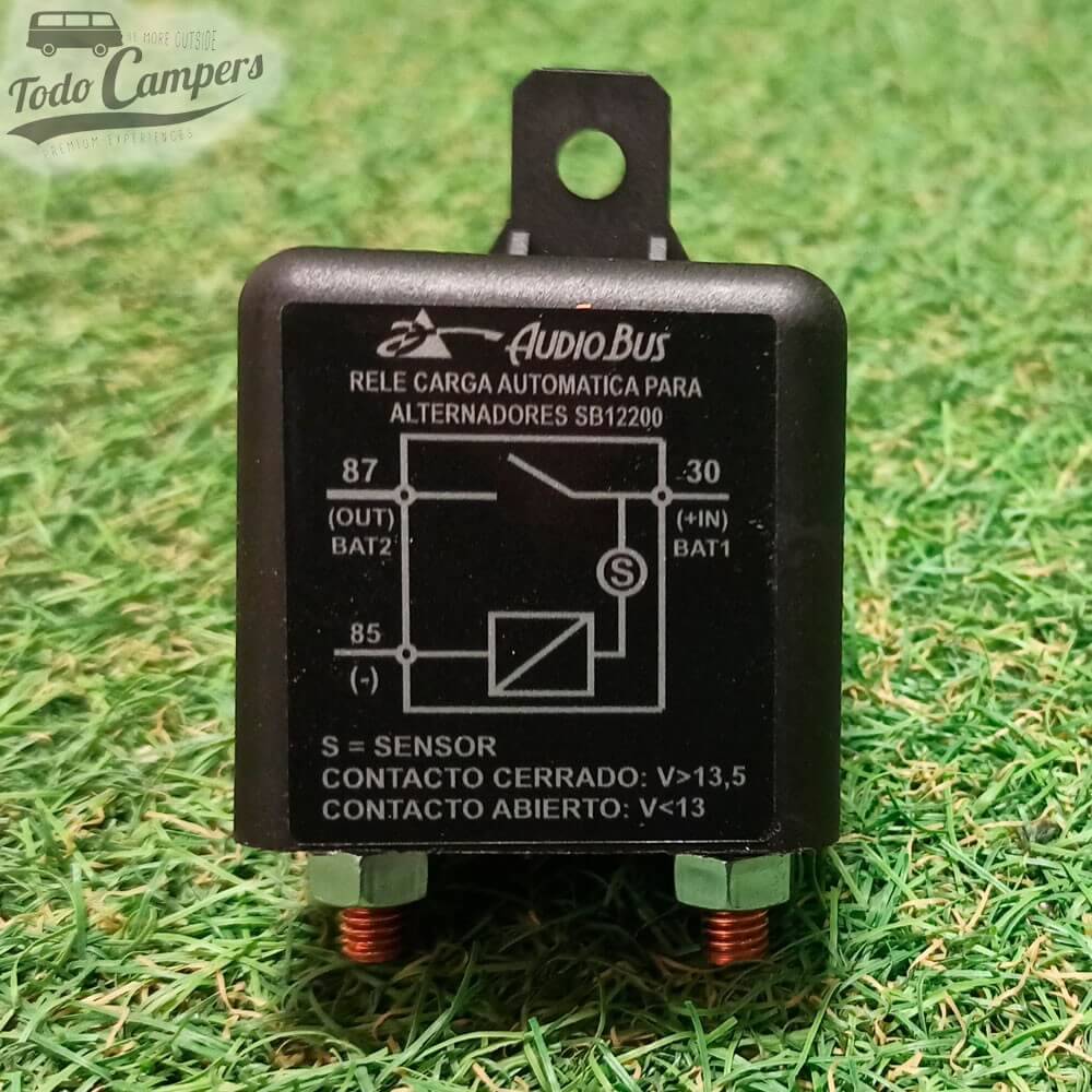Vista frontal de Relé automático de 120A de Audiobus