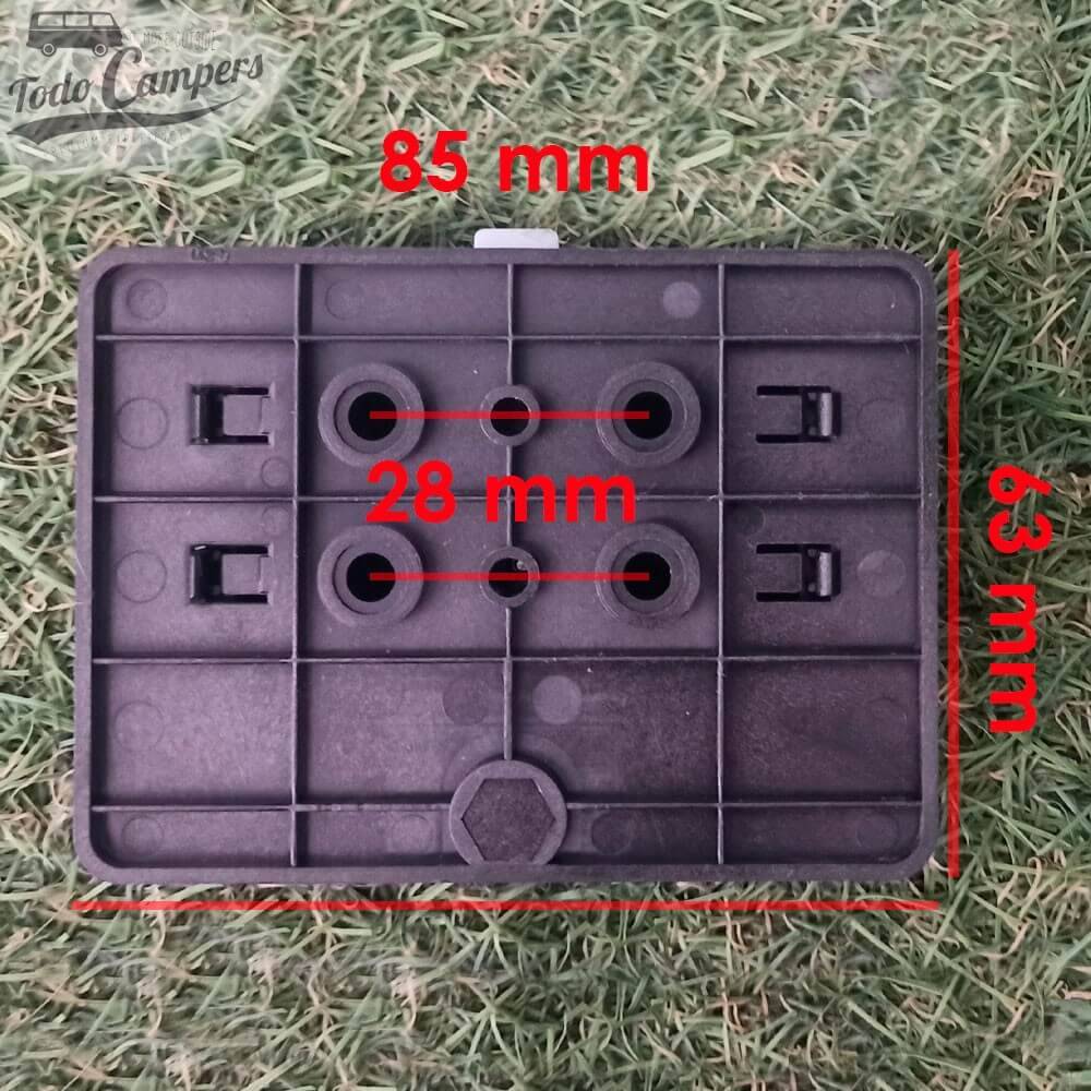 Medidas de la caja portafusibles Audiobus de 6 fusibles