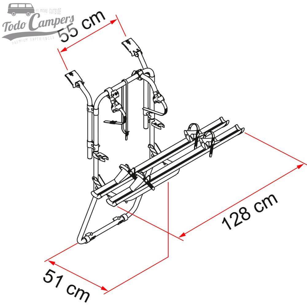 Medidas Suporte bicicletas Fiamma Carry Bike para Trafic, Vivaro, Primastar, NV300 e Talento desde 2002