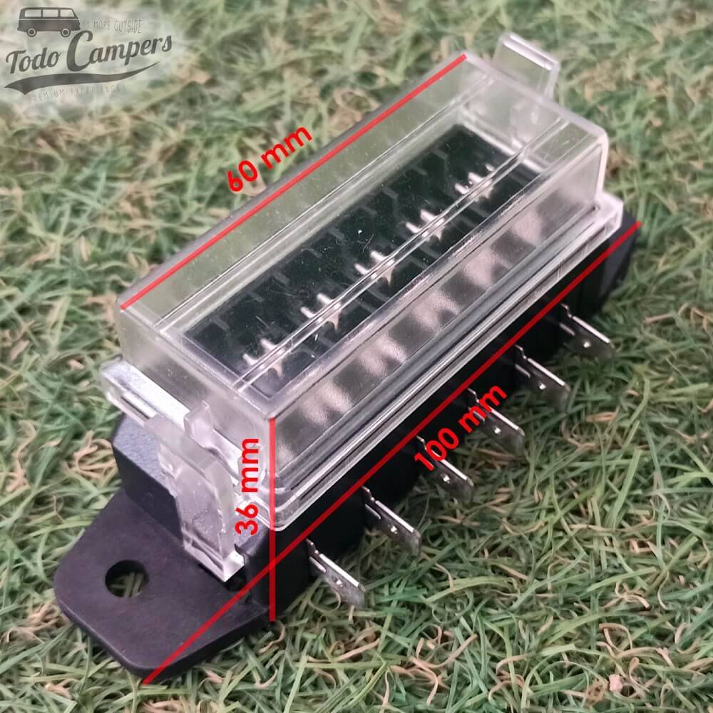 Medidas de la caja portafusibles de 8 pins