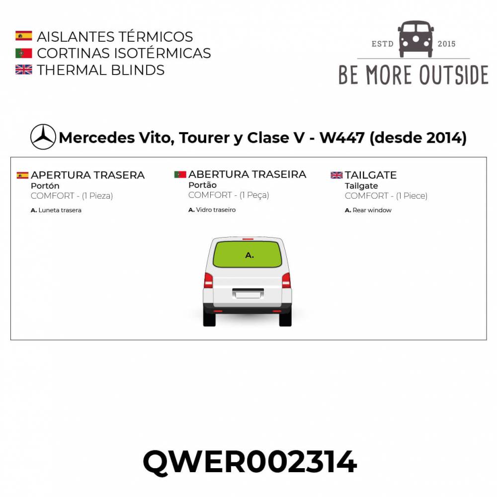 Aislante térmico para el portón trasero acabado COMFORT de Mercedes Vito Tourer y Clase V desde 2014