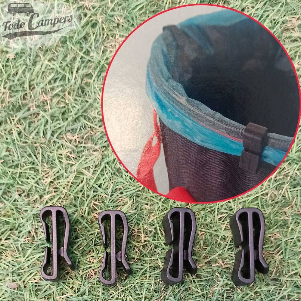 Clips de sujeción de bolsas para usar el Fiamma Pack Organizer Mix como cubo de basura