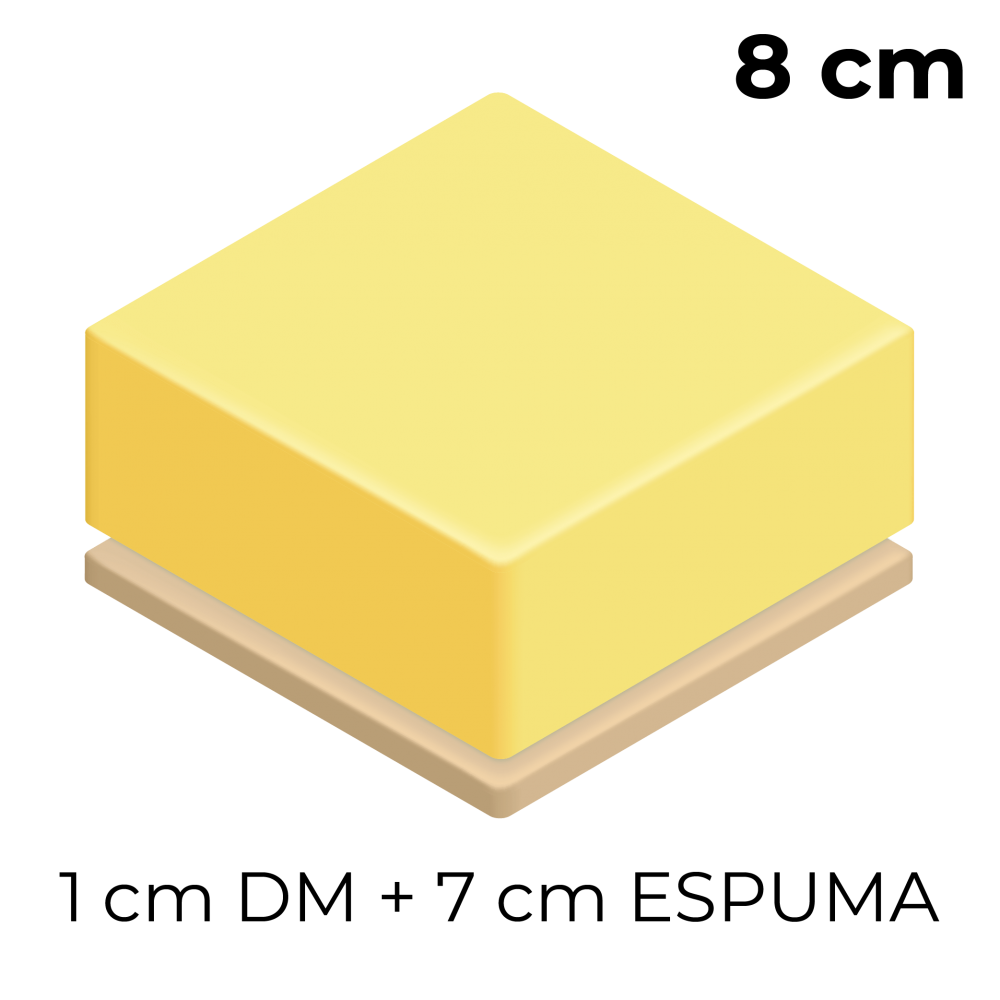 Base en madera DM de 1 cm + 7 cm de espuma de alta densidad
