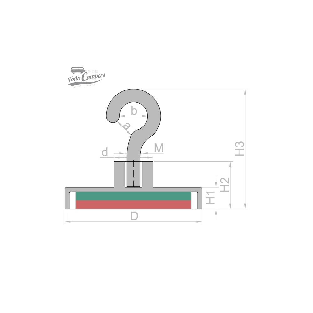 Imán con gancho para tu furgoneta camper, autocaravana o caravana - 30 Kg