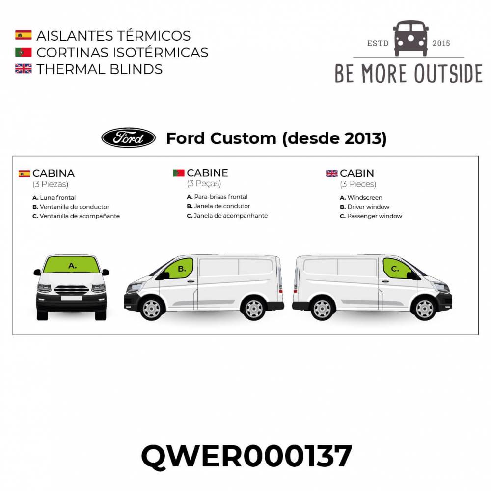 Resumen de Aislantes térmicos de cabina para Ford Custom 2013-2023