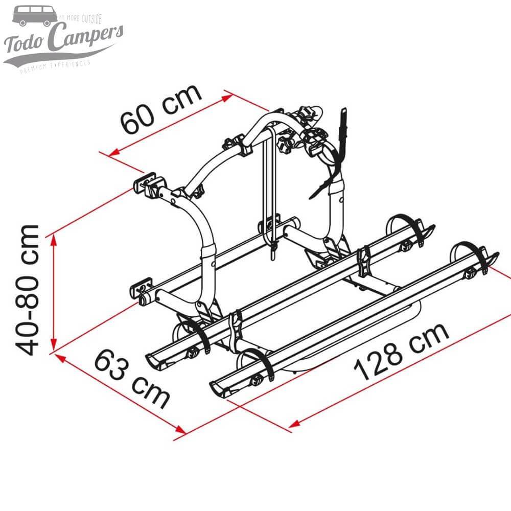 Medidas del Portabicicletas Fiamma Carry Bike PRO C para Autocaravanas