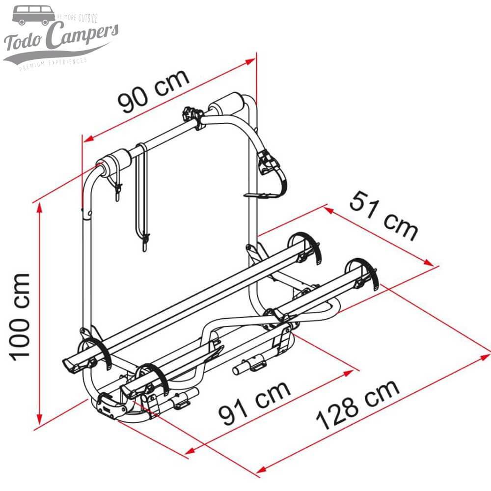 medidas del Portabicicletas Fiamma Carry Bike Caravan XL A Pro 300