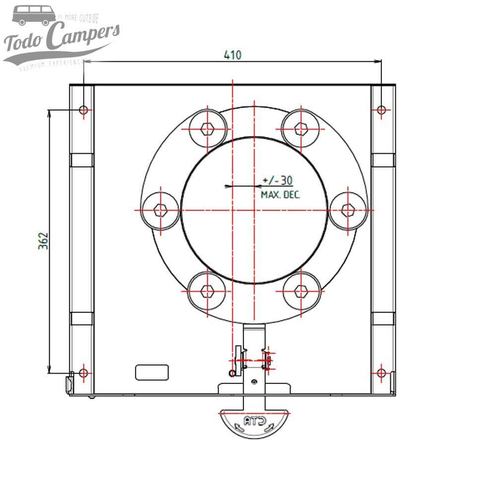 Medidas base giratoria asiendo de acompañante para Trafic y Vivaro desde 2015 y Talento y NV300 desde 2016 - CTA