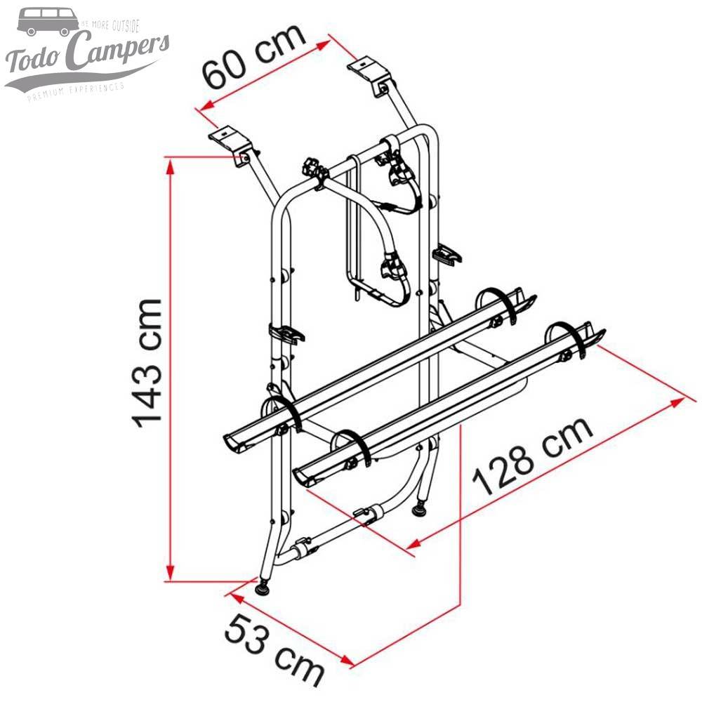 Portabicicletas Fiamma Carry Bike Trafic, Vivaro, Primastar, NV300 y Talento desde 2002 Portón T Abatible - 2 BICIS - 2