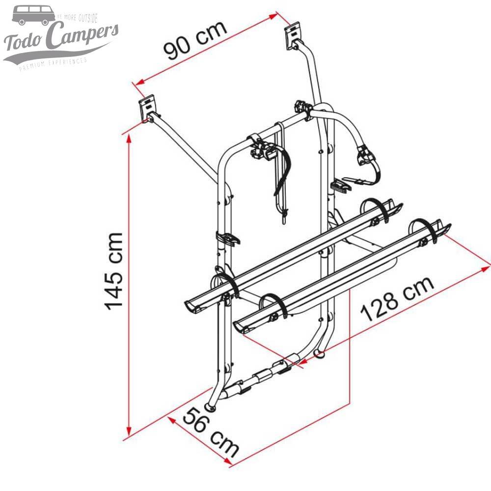 Portabicicletas Fiamma Carry Bike para Volkswagen T5 con Portón Trasero Abatible - 2 BICIS / 2 E-BIKES