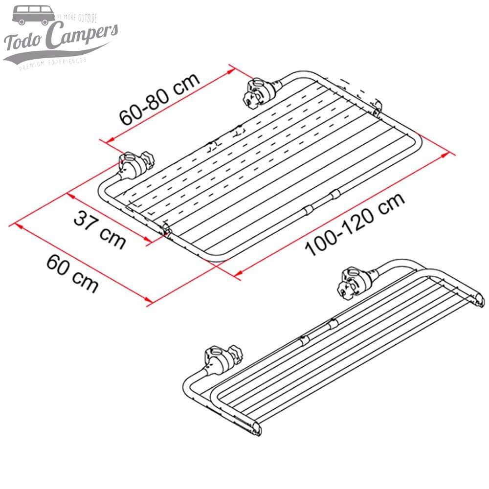 Medidas do estendal Easy Dry da Fiamma