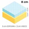 Colchão de espuma HR + viscoelástica (5+3 cm) para carrinhas pequenas - CHENILE