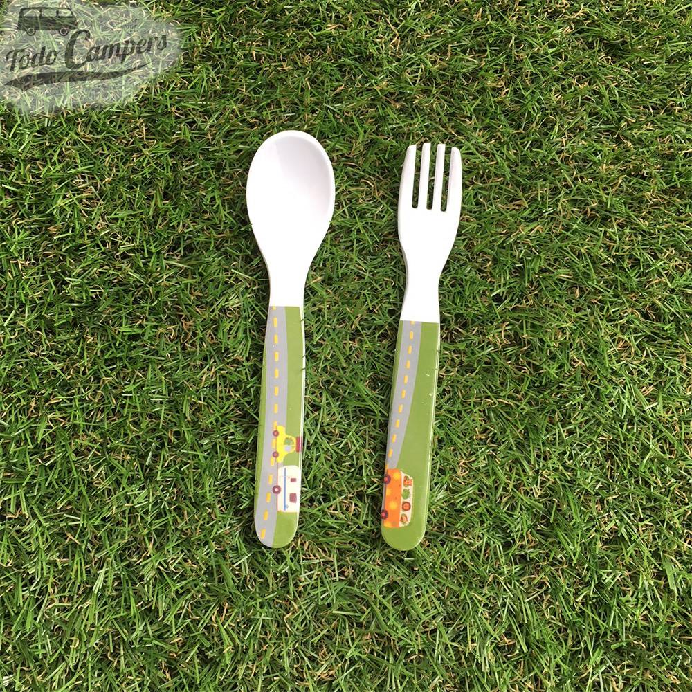 colher e garfo de Melamina Infantil Animal Traffic