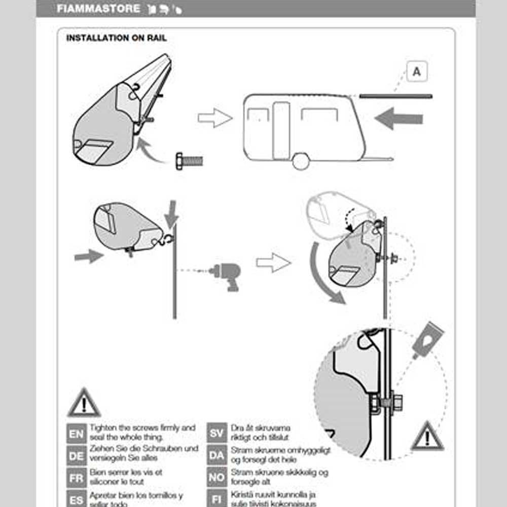 Instrucciones de montaje del Suporte para toldo Fiamma F35 e F45s - Rail