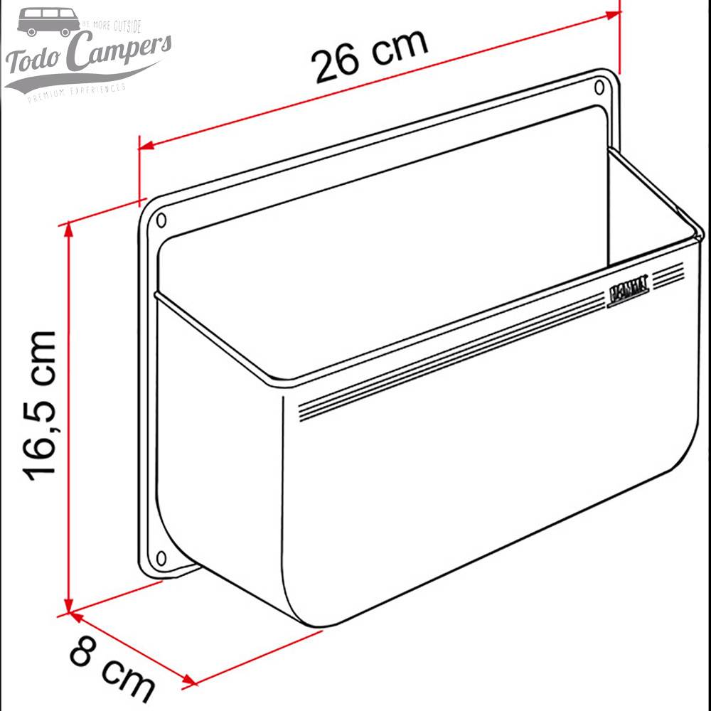 Medidas de Prateleira Porta-objetos Fiamma Pocket L
