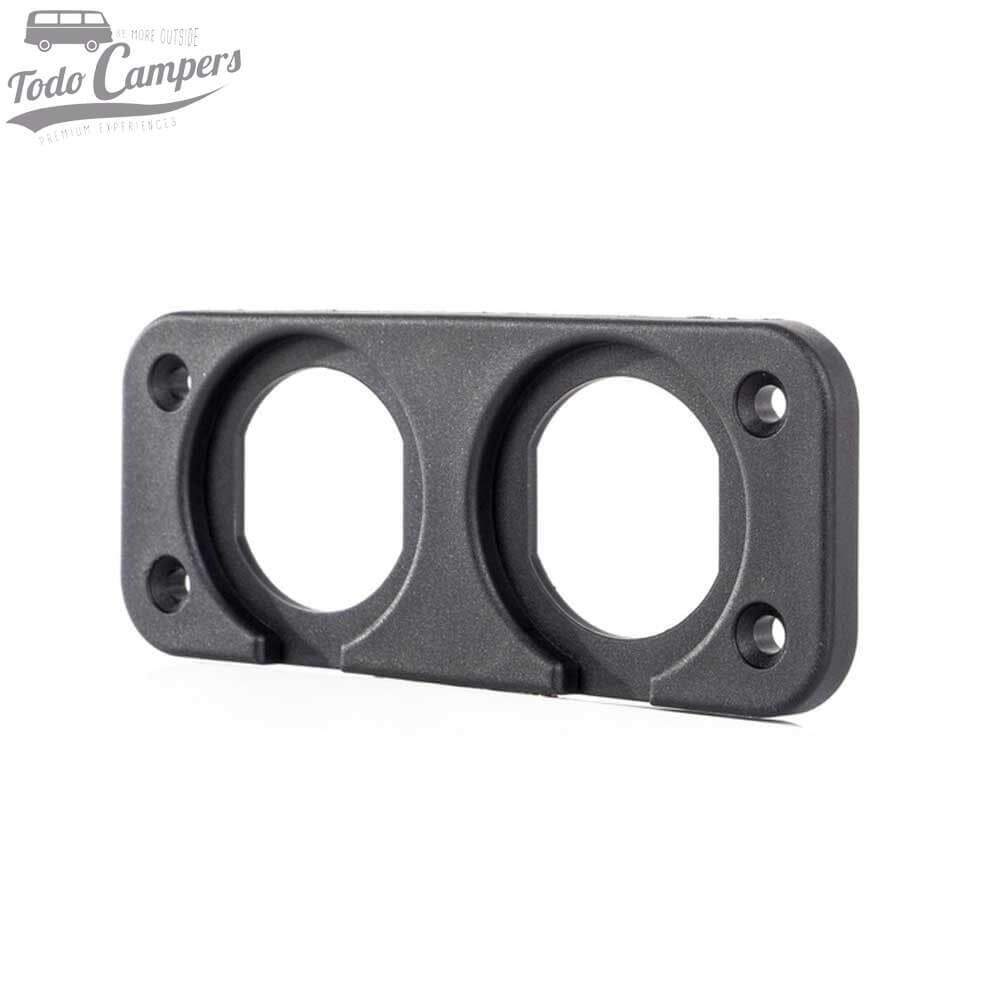 Marco doble para montar tomas de 12V de mechero, USB y voltímetros