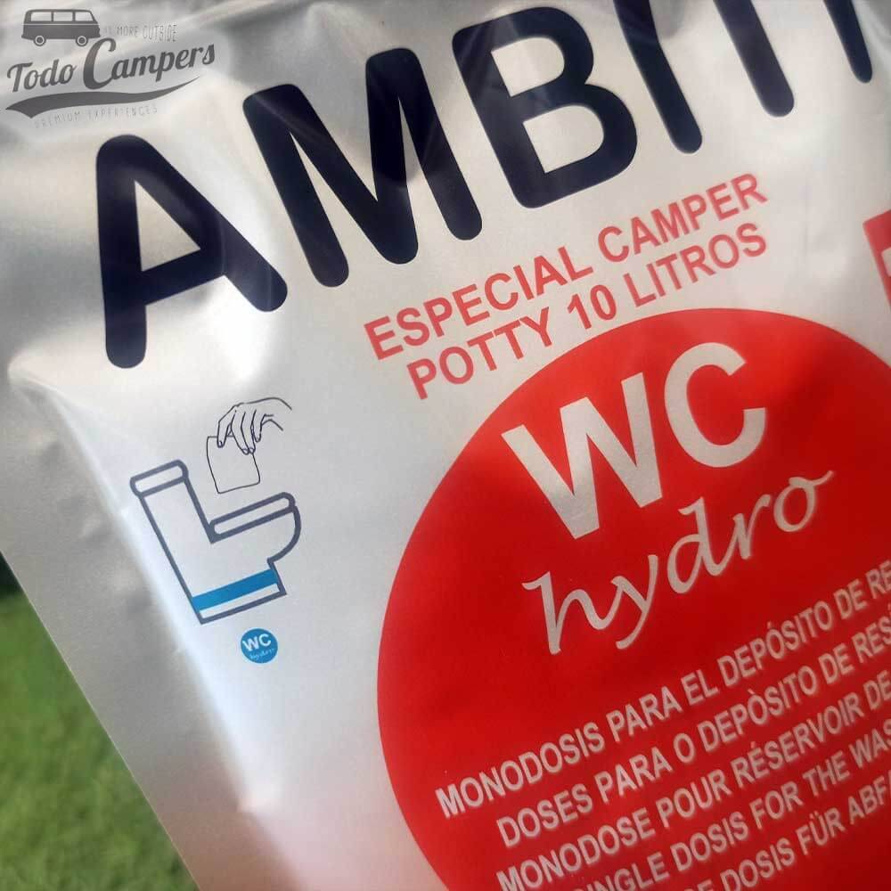 Bolsa de 20 monodosis de líquido azul para el depósito de aguas negras de los inodoros químicos pequeños tipo Potti