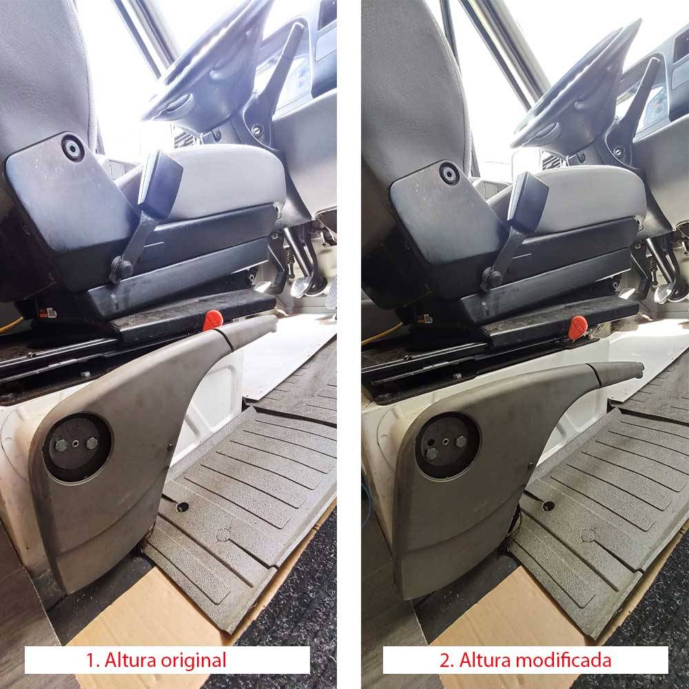 Es necesario bajar el freno de mano para que no choque la base al girar.