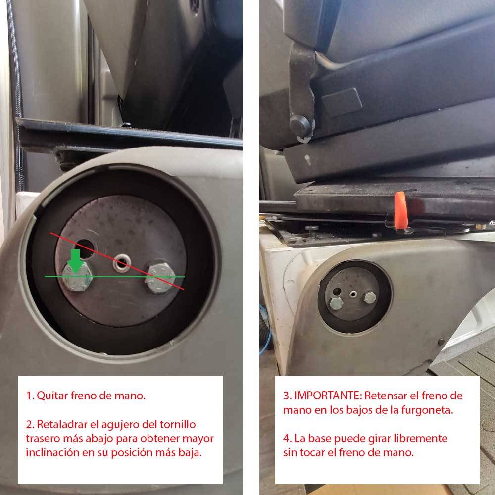 Furgo-consejo de un cliente: Bajar el tornillo trasero para darle inclinación al freno de mano.