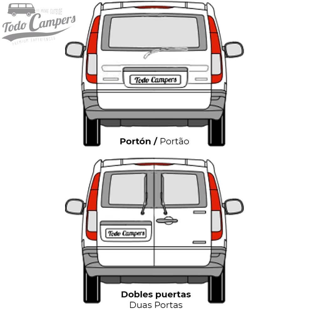 APERTURA TRASERA: Portón abatible o Doble puerta