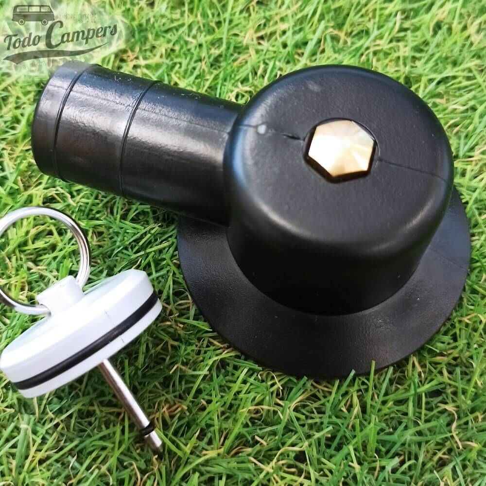 vista inferior del Desagüe en codo de 2,5 cm