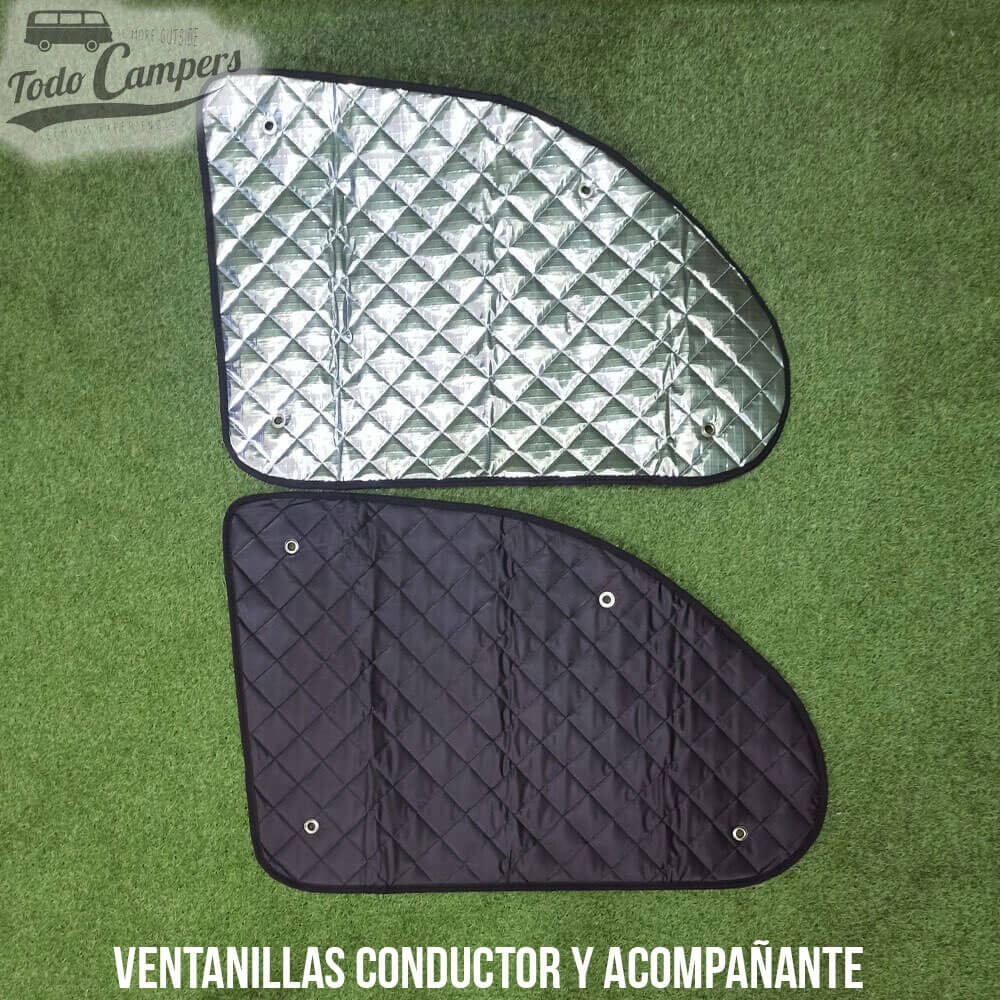 ventanillas de conductor y acompañante del aislante térmico BLACK EDITION para Volkswagen T5, T6 y T6.1