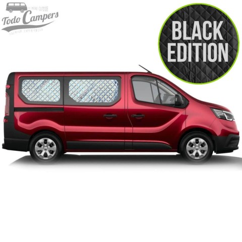 Aislantes térmicos BLACK EDITION para ventanas laterales de Trafic, Vivaro, Talento y NV300 desde 2015 de batalla corta