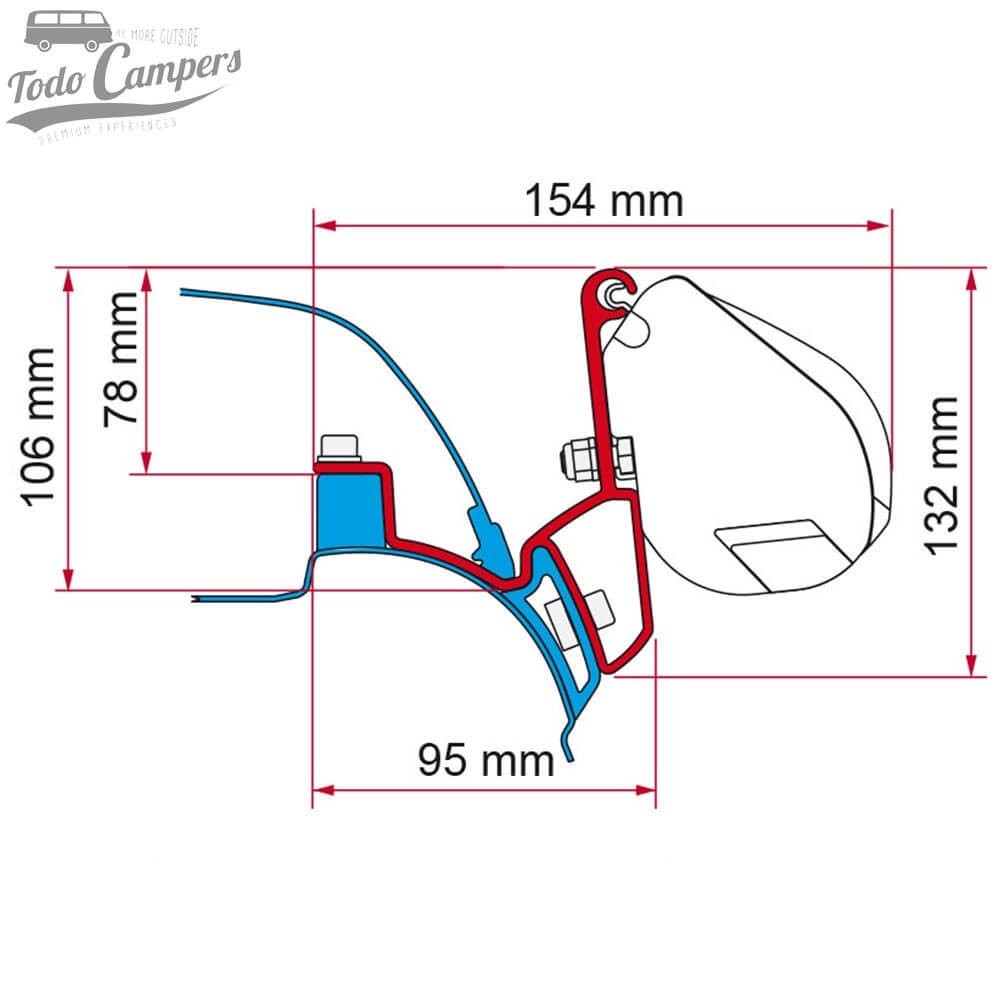 Suporte para toldo Fiamma F35 Pro para VW California T5, T6 e T6.1 desde 2003