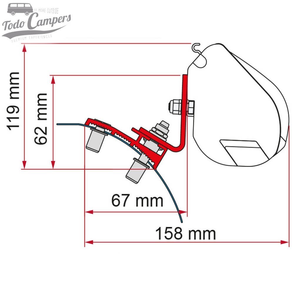 Suporte para toldo Fiamma F35 Pro para Jumpy, SpaceTourer, Expert, Traveller, Vivaro e ProAce II desde 2016