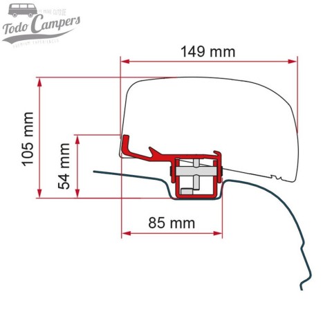 Soporte para toldo Fiamma F40 Van para Volkswagen T5, T6 y T6.1 desde 2003
