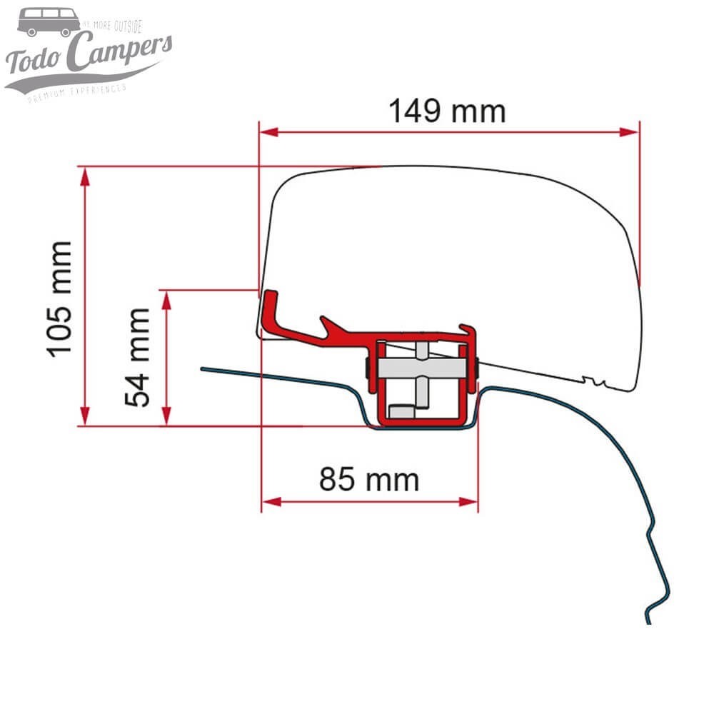 Soporte para toldo Fiamma F40 Van para Volkswagen T5, T6 y T6.1 desde 2003